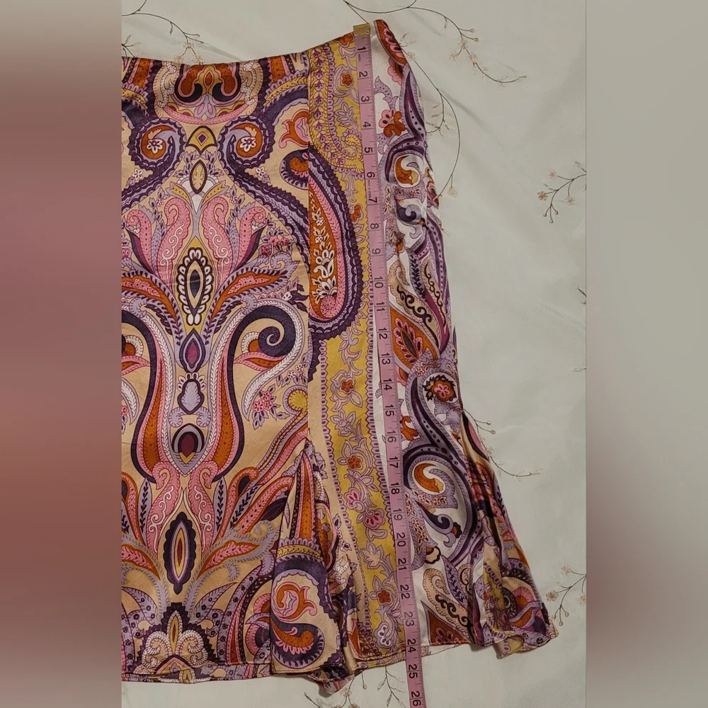 VINTAGE Y2K INC 100% Silk 2pc Set Paisley Midi Skirt & Cami Size 8  Fits 4/6 - Picture 11 of 13